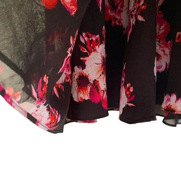 WHBM Black Floral Ruffle Midi Dress - Picture 9 of 11